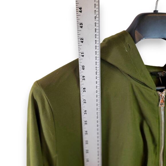 COOFANDY Cardigan Hoodie Mens XXL Green Navy Stripe Asymmetrical Zip Longline - Picture 9 of 12